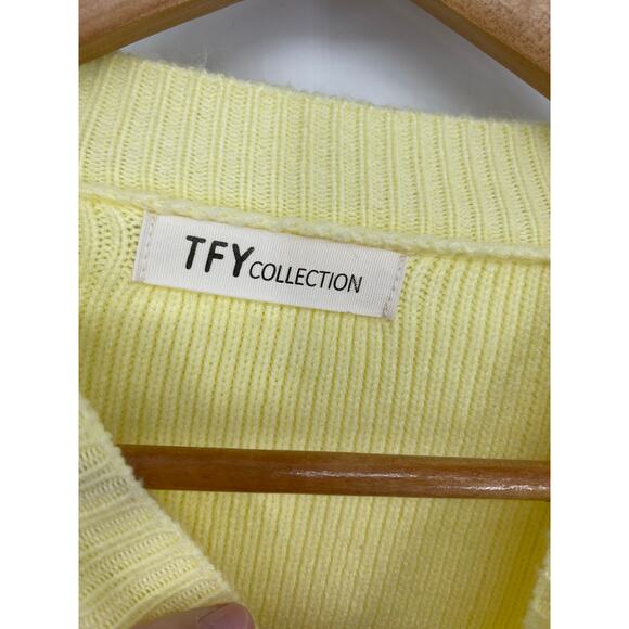 TFY‎ Collection Butter Yellow Soft Viscose Blend Cropped Boxy Sweater Size S - Picture 6 of 7